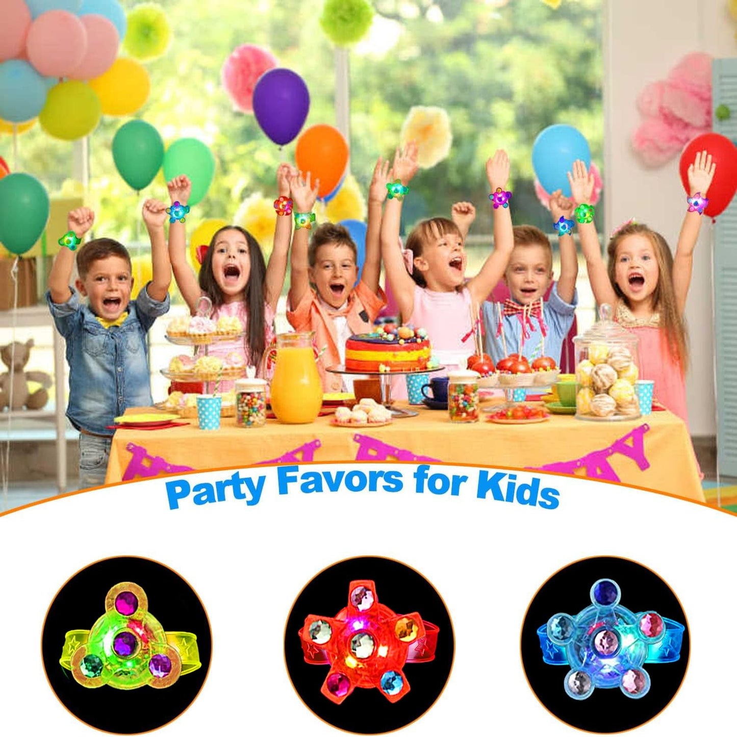 Maegawa 25 Pack LED Light Up Fidget Spinner Bracelets Party Favors for