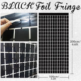 GOER Black Party Backdrop Metallic Tinsel Foil Fringe Curtains Photo