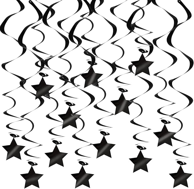 BEISHIDA Black Stars Hanging Swirls Bachelorette Graduation Hanging