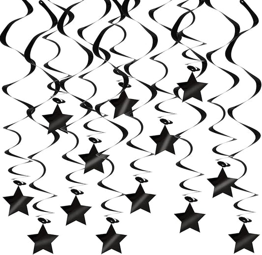 BEISHIDA Black Stars Hanging Swirls Bachelorette Graduation Hanging