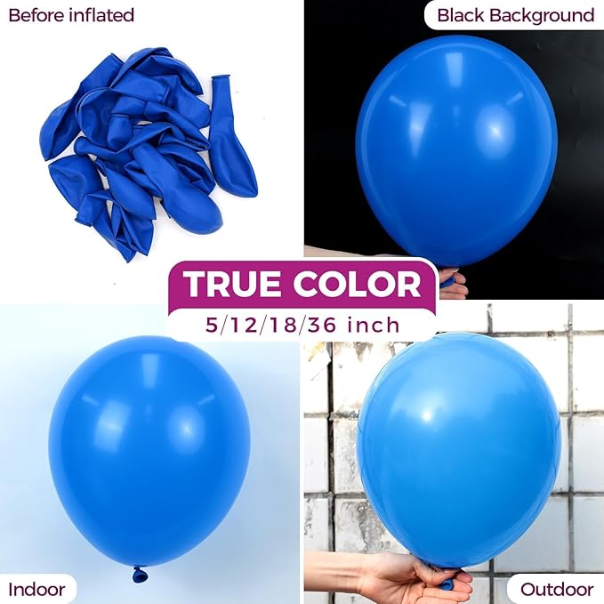 Bezente Royal Blue Latex Party Balloons - 30 Pack 18 inch Round