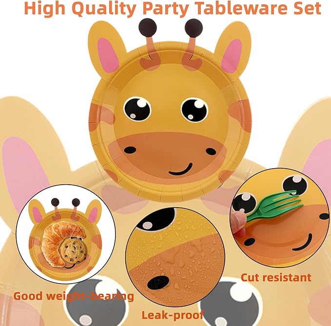 Safari Jungle Wild Animal Party Supplies 60PCS Disposable jungle zoo
