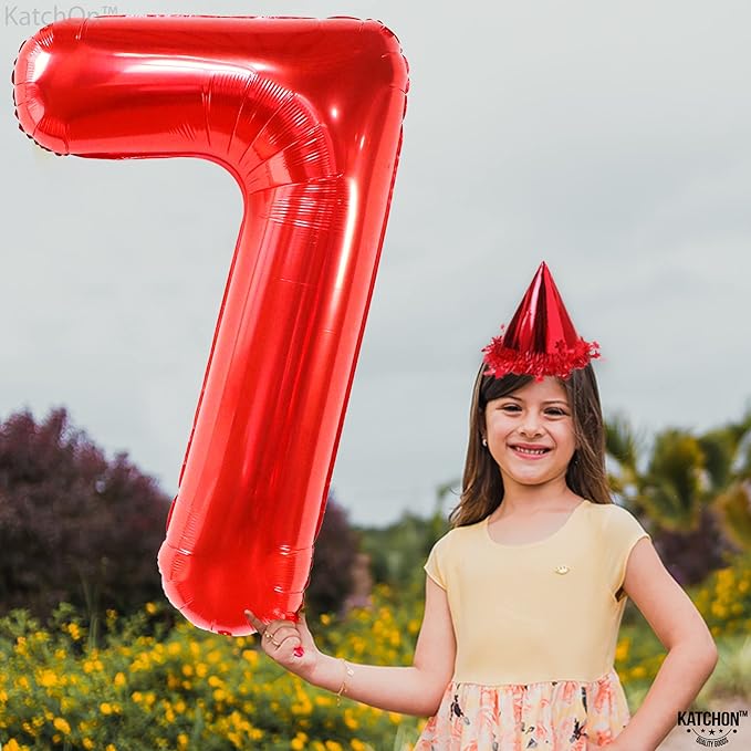 KatchOn, Giant Red Number 7 Balloon - 40 Inch | 7th Birthday Balloon