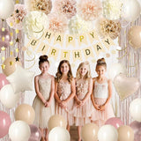 Beige Boho Birthday Decorations for Girls Women Happy Birthday