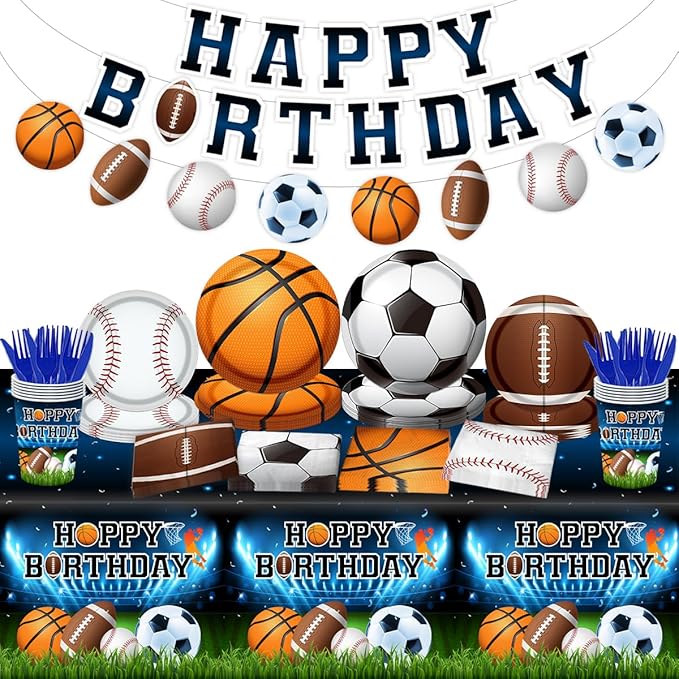 Sports Birthday Party Decorations 142Pcs Sports Theme Plates and