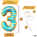 KatchOn, Huge Donut Number 3 Balloon - 40 Inch | Number 3 Donut