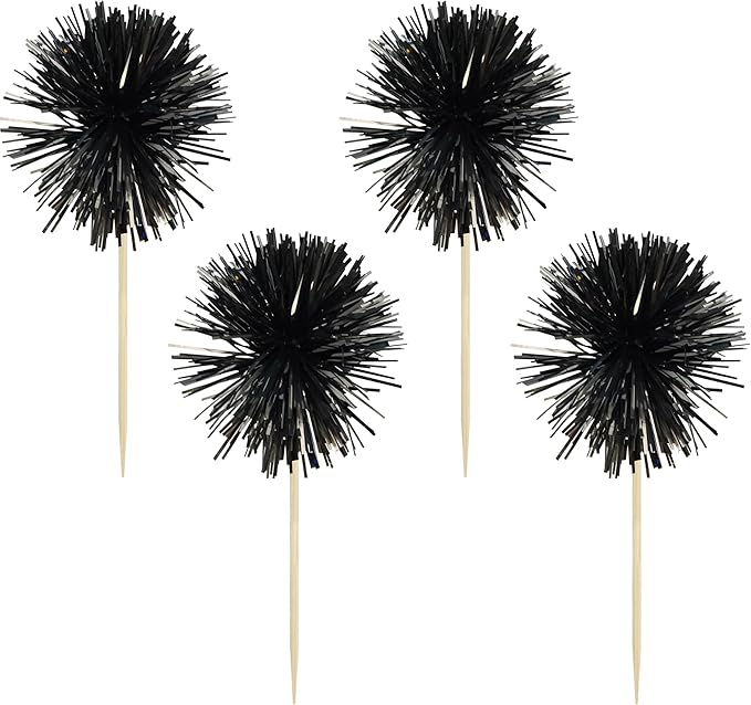 Gyufise 30Pcs Foil Firework Cupcake Toppers Sparkle Tinsel Cake #25