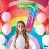 KatchOn, Giant Jelly Number 7 Balloon - 40 Inch | Multicolor Rainbow