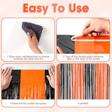 Voircoloria 3 Pack 3.3x8.2 Feet Black and Orange Foil Fringe Backdrop