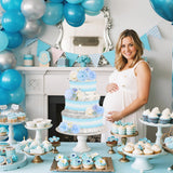 Cheerupp Blue Floral Theme Diaper Cake Decorations for Baby Shower