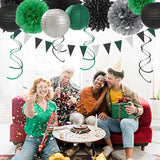 Black Green Silver Football Party Decorations 20pcs Soccer Theme