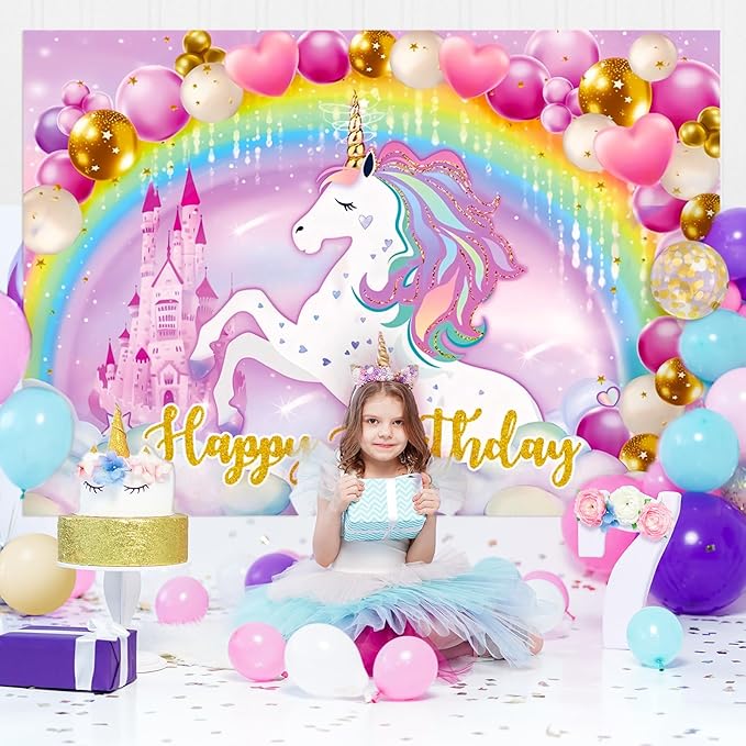 144Pcs Purple Unicorn Party Decorations Birthday Supplies for Girls