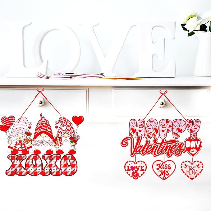 Pink Red Valentines Day Front Porch Door Hanger Decor 6pcs Love #2