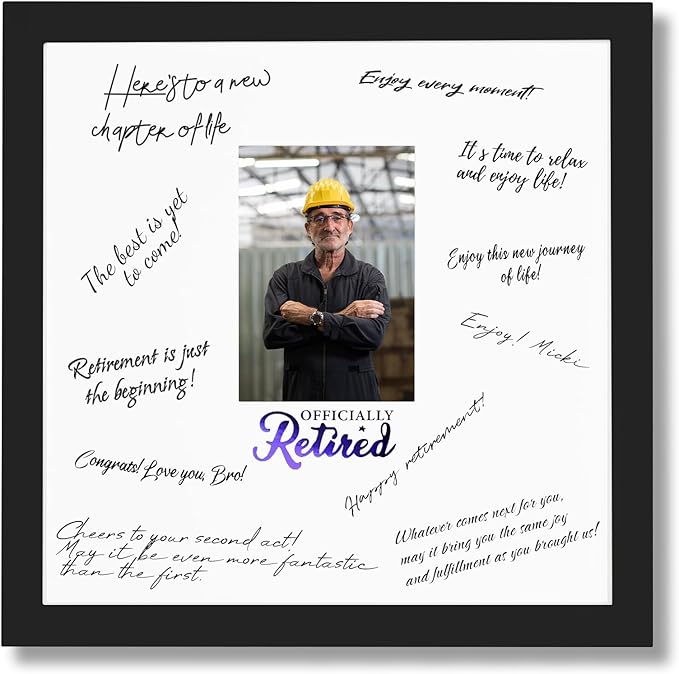 13x13 Retirement Signature Frame with Plexiglass Cover - Holds 4x6
