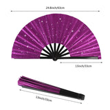 Tkocisa 2 Pack Glitter Large Folding Hand Fans for Line Dance, Popping