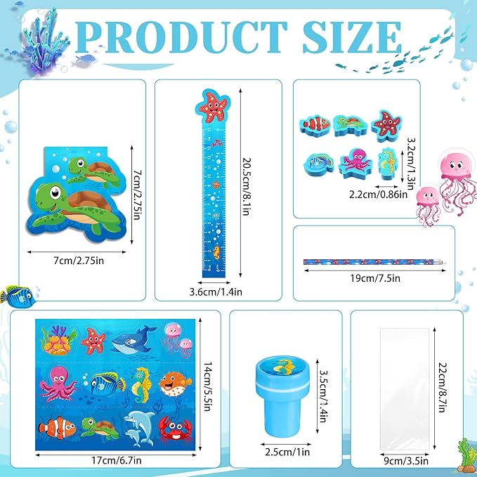 168 Pcs Under The Sea Stationery Ocean Themed Goodie Bag Stuffers