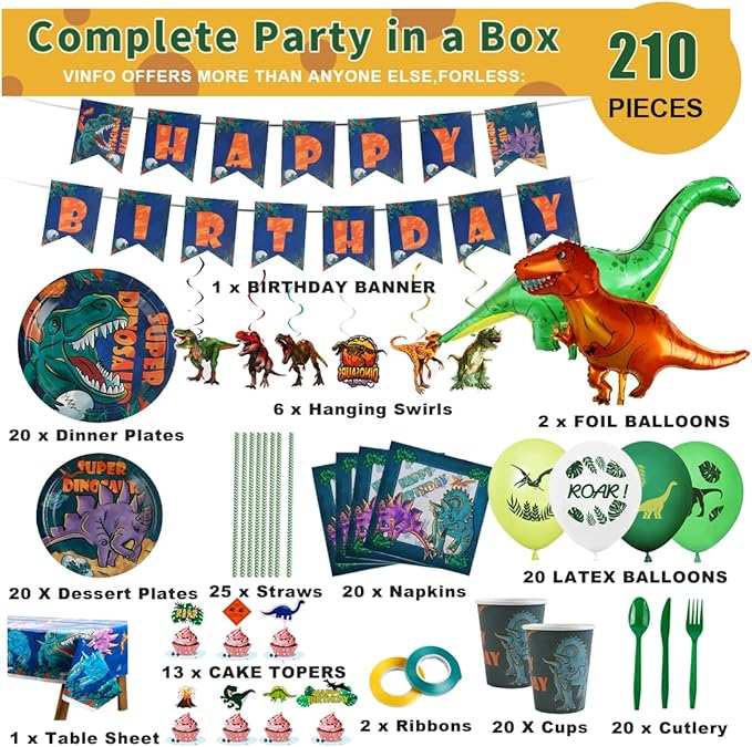 Dinosaur Birthday Party Supplies Kit For Boys Dinosaur Party