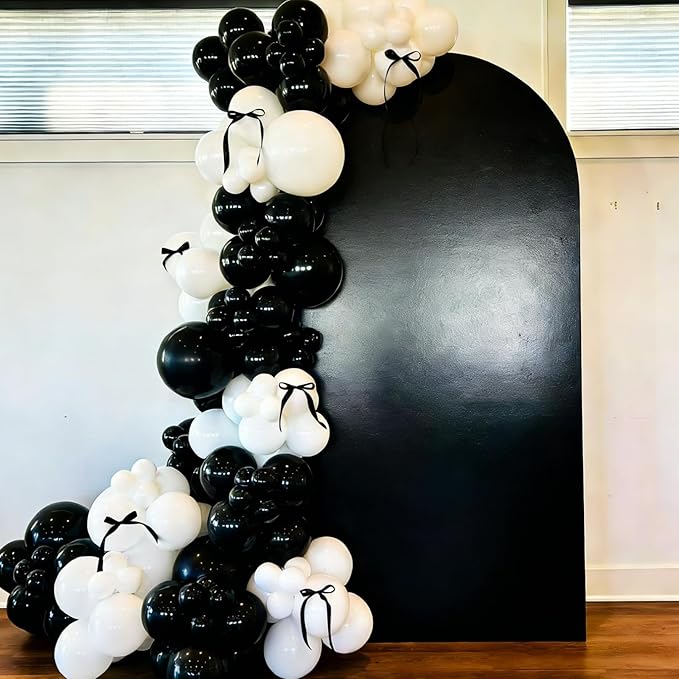 YMSZ Black and White Balloons Garland Arch Kit, 134pcs White Balloon