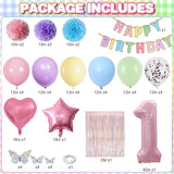 Pastel 1st Birthday Party Decorations for Girls Number 1 Balloon