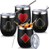 4 Pcs Casino Party Cups Pokers Glasses Stainless Steel Wine Tumblers
