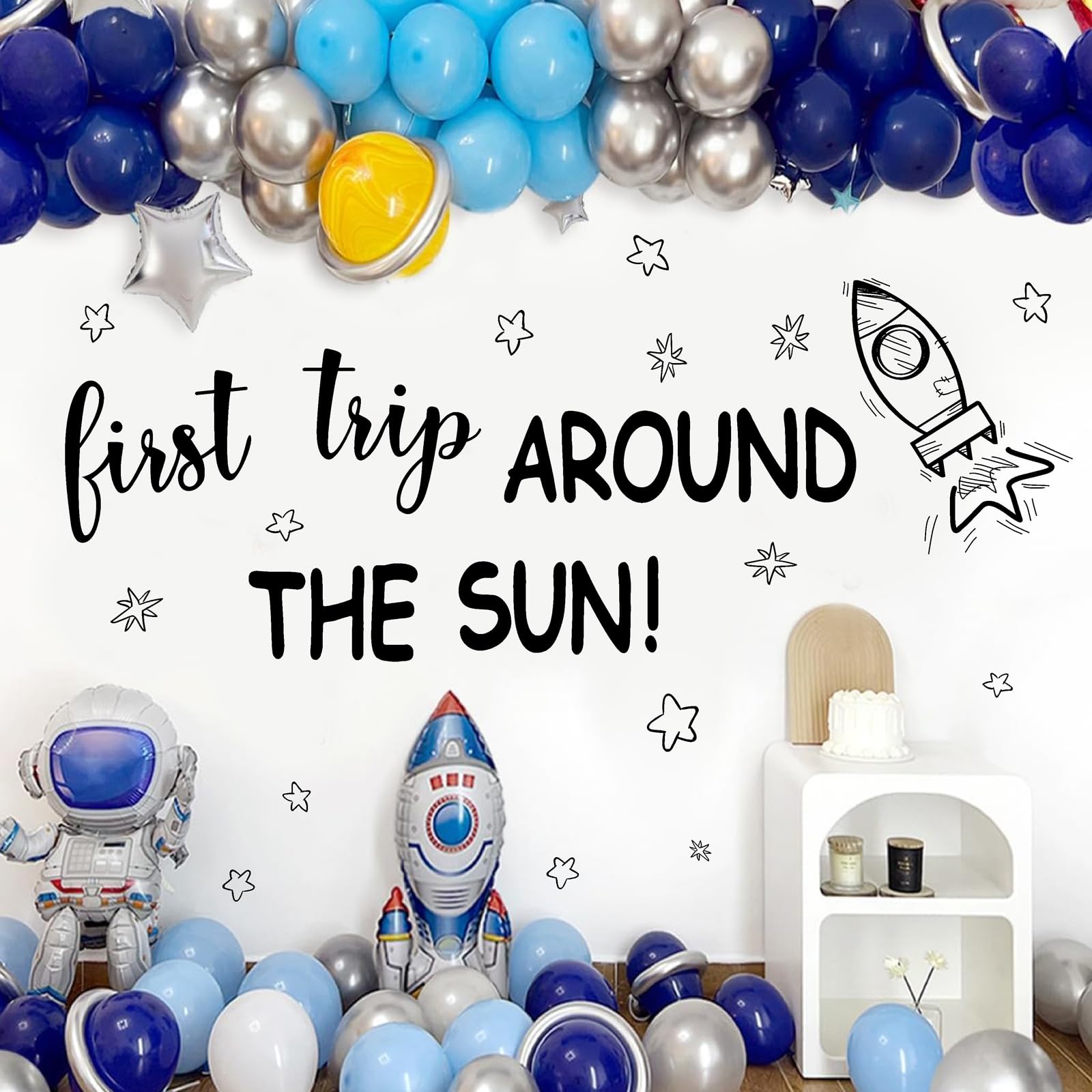 Outer Space First Birthday Party Decorations Sign for Backdrop First