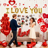 Valentines Day Decorations with Red Heart Balloons and Love Balloon