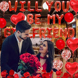 Letter Balloons - Will You Be My Girlfriend 18“ Red Heart Foil