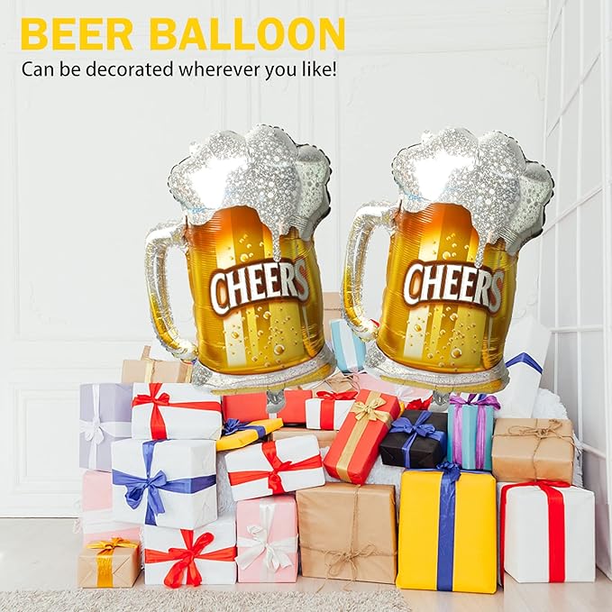 Beer Cup Balloons Set of 2, Beer Mug Cheers Foil Balloons Fit for