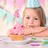 Pink Birthday Candles - Number 4 Candle for Birthday Girl, Butterfly