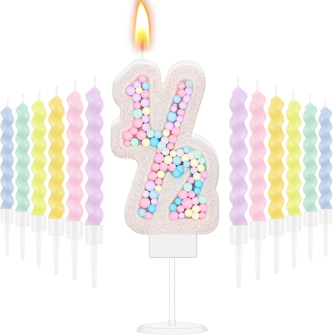 MTLEE Number 1/2 Birthday Candle with 12 Pcs Spiral Candles for Girls