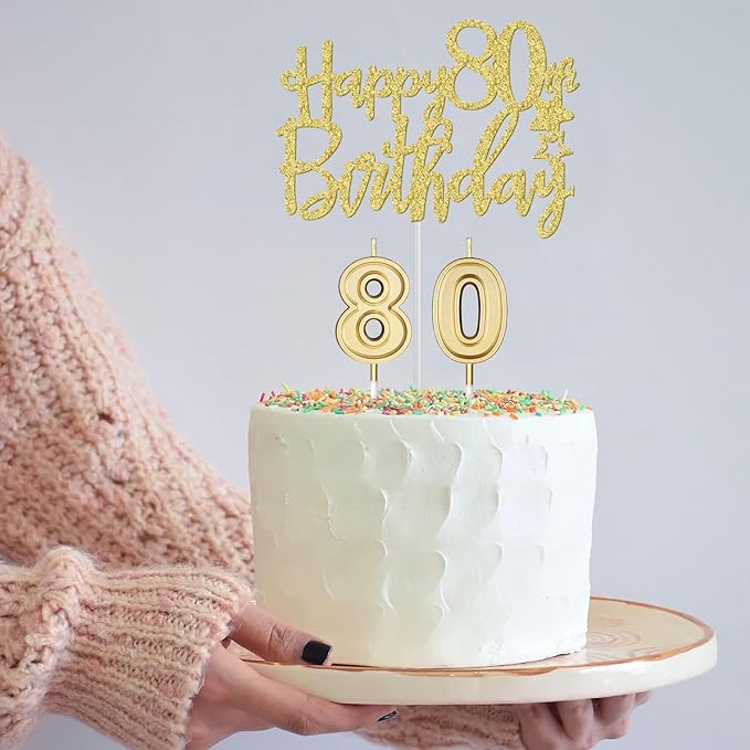 80th Birthday Decorations for Women Gold with 80th Birthday Sash and