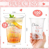 100 Pcs Plastic Wedding Cups 16 oz Cheers to Love Wedding Reception