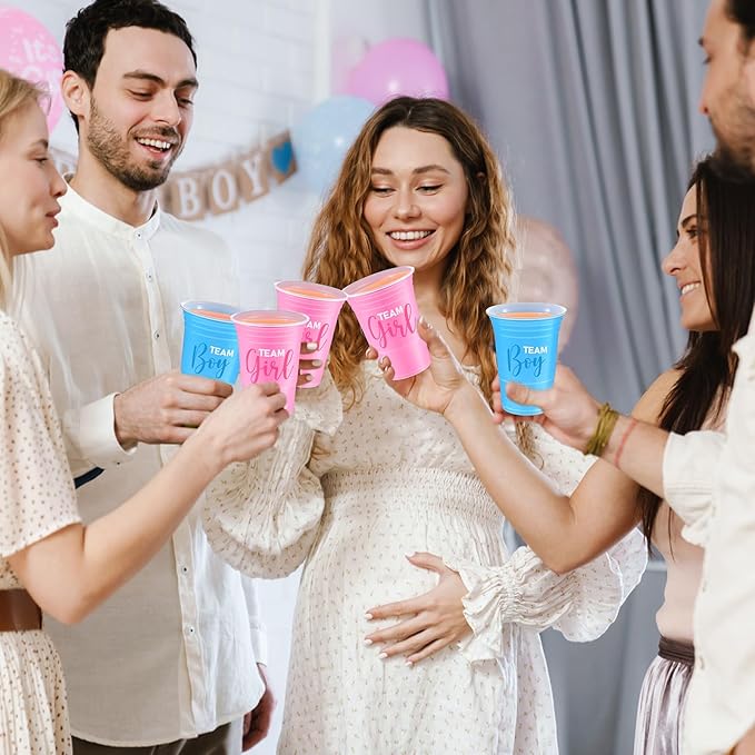 30 Pcs Gender Reveal Plastic Blue Pink Cups Gender Reveal Cups