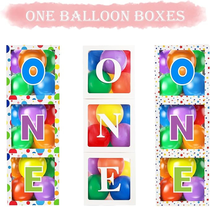 First Birthday Decorations for Boy Girls, ONE Balloon Boxes with