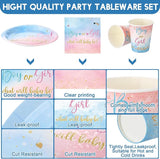 200 Pcs Gender Reveal Baby Shower Paper Plates Napkins Cups Baby