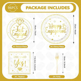 96Pcs Happy Engagement Party Supplies Gold Just Engaged Plates and