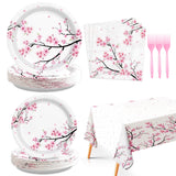 98Pcs Cherry Blossom Party Supplies Cherry Blossom Plates and Napkins
