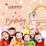 Dicodes Custom Groovy Hippie Happy Birthday Backdrop Retro Boho Girls
