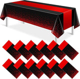 MASHAN 12Pcs Black and Red Tablecloth Party Decorations,Plastic Black