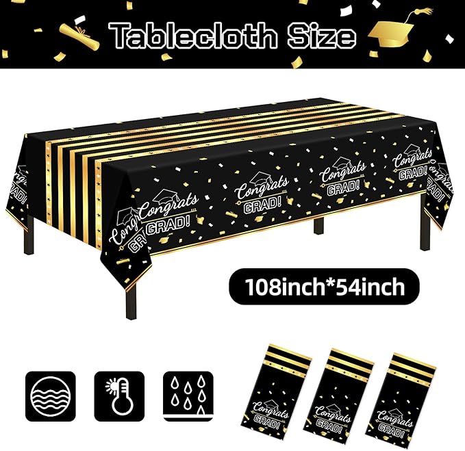 Childom 3 Pack Graduation Tablecloth,Graduation Decorations Class of #
