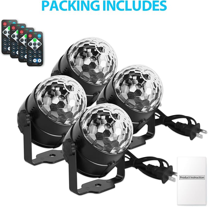 NEQUARE Disco Ball DJ Party Lights Sound Activated with Remote #4