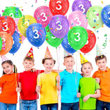 Ainiv 3rd Birthday Balloons 18PCS, 12inch Numbers Printed Latex Party