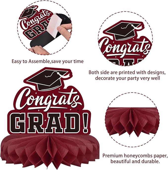 9PCS Graduation Party Decorations Class of 2026 Congrats Grad Table #6