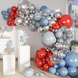 MEBAY Dusty Blue Gray Red Silver Balloon Arch Kit, 141 Pcs Dusty Blue