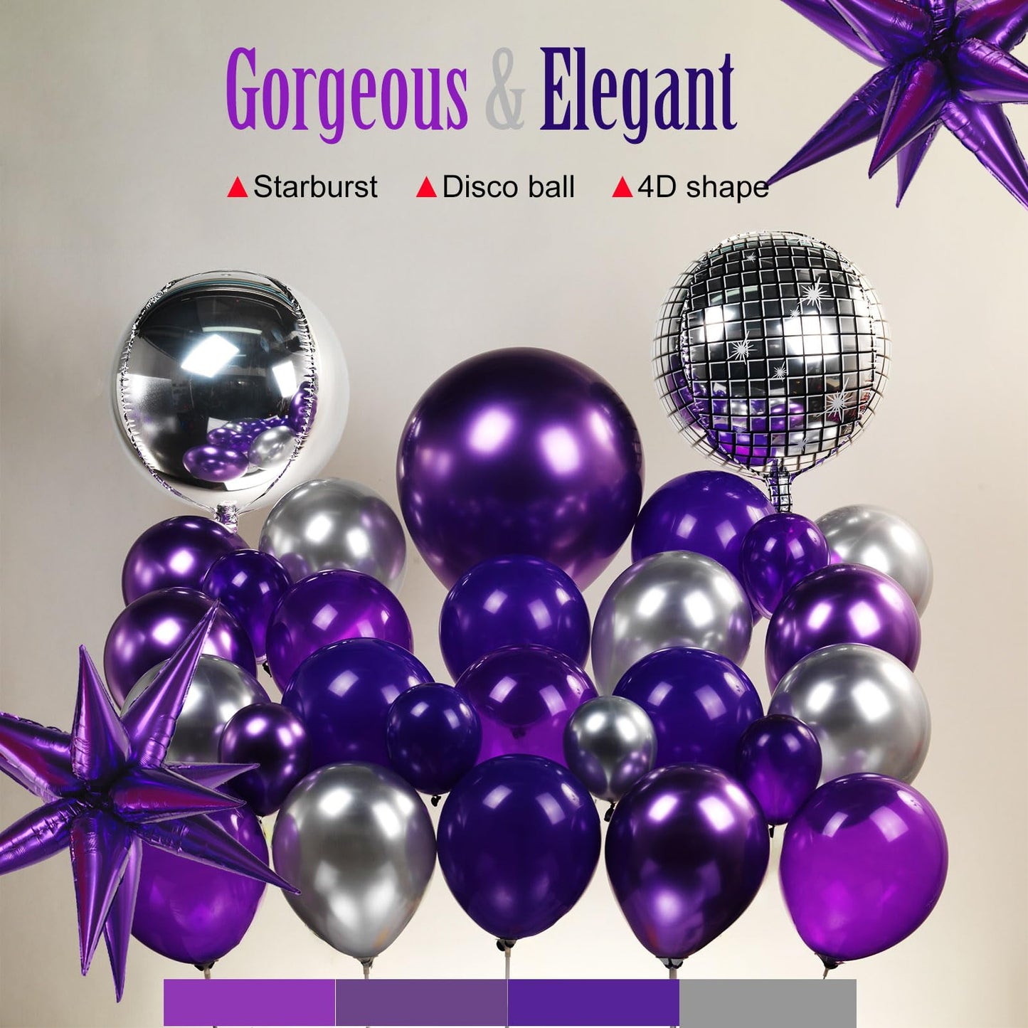 yeewaka chrome purple silver disco balloon garland arch kit 120pcs