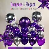 yeewaka chrome purple silver disco balloon garland arch kit 120pcs