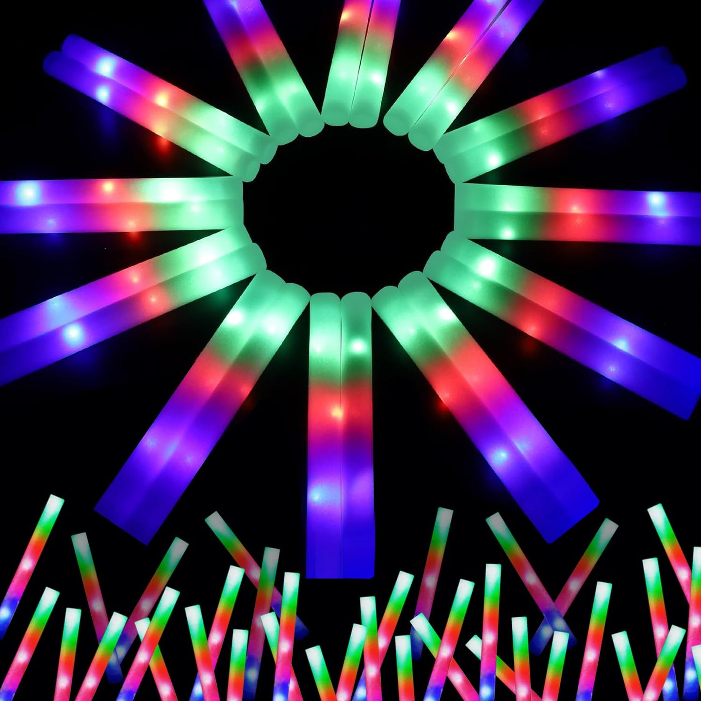 wellent 68 PCS LED Foam Glow Sticks Bulk, Glow in the Dark Party