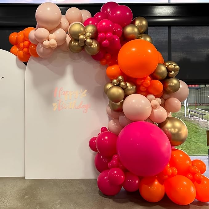 Hot Pink and Orange Gold Balloons 12inch 60pcs Light Pink Metallic