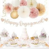 Champagne Gold Fall Boho Happy Engagement Party Decorations 21pcs