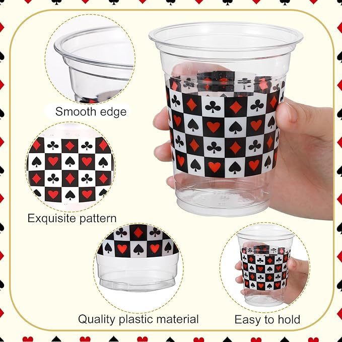 60 Pcs Casino Theme Party Decorations 12 oz Casino Cups Plastic